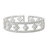 Cubic Zirconia Crystal Geometric Stretch Cuff Bracelet - view 2