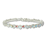 Cubic Zirconia Round Crystal Stretch Cuff Bracelet