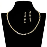 Square Cubic Zirconia Crystal Necklace and Drop Earrings SET