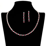 Square Cubic Zirconia Crystal Necklace and Drop Earrings SET - view 2