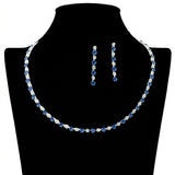 Square Cubic Zirconia Crystal Necklace and Drop Earrings SET - view 3