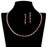 Square Cubic Zirconia Crystal Necklace and Drop Earrings SET - view 4