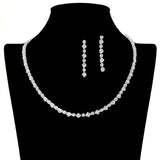 Square Cubic Zirconia Crystal Necklace and Drop Earrings SET - view 5