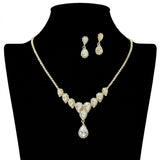 Teardrop Cubic Zirconia Crystal Necklace and Earring SET