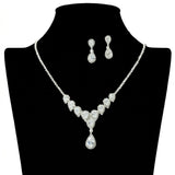 Teardrop Cubic Zirconia Crystal Necklace and Earring SET - view 2