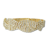 Crystal Pave Wave Stretch Cuff Bracelet