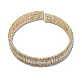 Cubic Zirconia Baguette and Round Crystal Stretch Cuff Bracelet - view 2