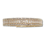 Cubic Zirconia Baguette and Round Crystal Stretch Cuff Bracelet