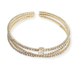 Round Cubic Zirconia Pave Crystal Stretch Cuff Bracelet