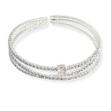 Round Cubic Zirconia Pave Crystal Stretch Cuff Bracelet - view 2