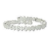 Cubic Zirconia Crystal Pave Link Stretch Cuff Bracelet