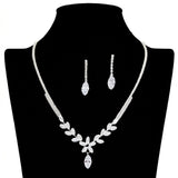 Cubic Zirconia Crystal Pave Teardrop Necklace and Earring SET