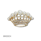 Mini Crown Crystal and Pearl Brooch PIN - view 3