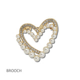 Pearl and Crystal Double Heart Brooch PIN