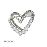 Pearl and Crystal Double Heart Brooch PIN - view 2