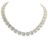 107993, 14K GOLD PLATED RECTANGLE CUBIC ZIRCONIA ACCENT DESIGNER INSPIRED TOGGLE NECKLACE