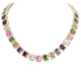 107993, 14K GOLD PLATED RECTANGLE CUBIC ZIRCONIA ACCENT DESIGNER INSPIRED TOGGLE NECKLACE