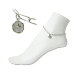 Stainless Steel Mother OFE Pearl Cross Disc Link Anklet - view 2