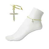 Stainless Steel Pave Crystal Cross Charm Link Anklet - view 2