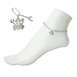 112417, STAINLESS STEEL PAVE CRYSTAL CRAB CHARM LINK ANKLET wholesale fashion jewelry - GOOD FEELINGS, INC