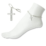 Stainless Steel Mother of Pearl Cross Charm Link Anklet - view 2