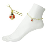Stainless Steel Ladybug Charm Link Anklet