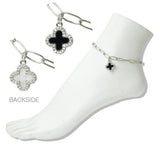 Stainless Steel Clover Reversible Charm Link Anklet
