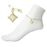 Stainless Steel MOP Clover Charm Link Anklet - view 2