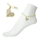 Stainless Steel Pave Crystal Pixel Heart Charm Link Anklet
