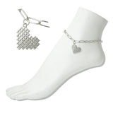 Stainless Steel Pave Crystal Pixel Heart Charm Link Anklet - view 2
