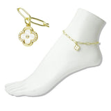 112430, STAINLESS STEEL MOP CLOVER CHARM LINK ANKLET wholesale fashion jewelry - GOOD FEELINGS, INC