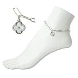 112430, STAINLESS STEEL MOP CLOVER CHARM LINK ANKLET wholesale fashion jewelry - GOOD FEELINGS, INC
