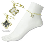 112431, STAINLESS STEEL MOP CLOVER CHARM LINK ANKLET wholesale fashion jewelry - GOOD FEELINGS, INC