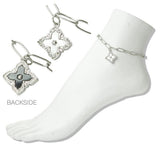 112431, STAINLESS STEEL MOP CLOVER CHARM LINK ANKLET wholesale fashion jewelry - GOOD FEELINGS, INC
