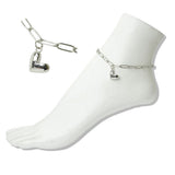 112438, STAINLESS STEEL BUBBLE HEART CHARM LINK ANKLET wholesale fashion jewelry - GOOD FEELINGS, INC