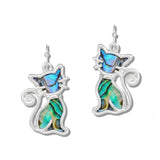 112445, MOP AND ABALONE SHELL CAT DROP EARRINGS wholesale fashion jewelry - GOOD FEELINGS, INC