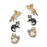 112446, ENAMEL CAT STUD EARRING SET wholesale fashion jewelry - GOOD FEELINGS, INC