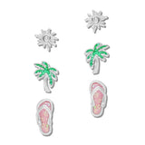 112447, TROPICAL SUMMER STUD EARRING SET wholesale fashion jewelry - GOOD FEELINGS, INC