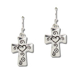 112451, FILIGREE HEART CROSS DROP EARRINGS wholesale fashion jewelry - GOOD FEELINGS, INC