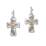 112451, FILIGREE HEART CROSS DROP EARRINGS wholesale fashion jewelry - GOOD FEELINGS, INC