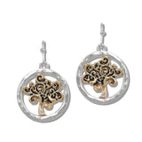 112452, HAMMERED FILIGREE TREE OF LIFE DROP EARRINGS wholesale fashion jewelry - GOOD FEELINGS, INC