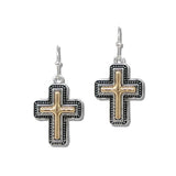 112454, TAILORED BALL CROSS DROP EARRINGS wholesale fashion jewelry - GOOD FEELINGS, INC