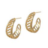 112456, HAMMERED WAVY FILIGREE HOOP EARRINGS wholesale fashion jewelry - GOOD FEELINGS, INC