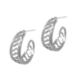 112456, HAMMERED WAVY FILIGREE HOOP EARRINGS wholesale fashion jewelry - GOOD FEELINGS, INC