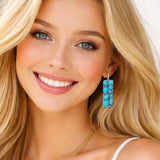112459, WESTERN TURQUOISE RECTANGULAR DROP EARRINGS wholesale fashion jewelry - GOOD FEELINGS, INC
