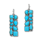 112459, WESTERN TURQUOISE RECTANGULAR DROP EARRINGS wholesale fashion jewelry - GOOD FEELINGS, INC