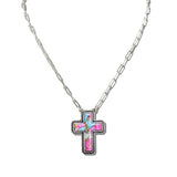 112460, WESTERN TURQUOISE CROSS PENDANT NECKLACE