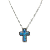Western Turquoise Cross Pendant Necklace