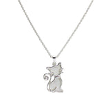 112464, ABALONE AND MOP SHELL CAT PENDANT NECKLACE