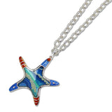 112466, ABSTRACT ENAMELED STARFISH PENDANT NECKLACE
